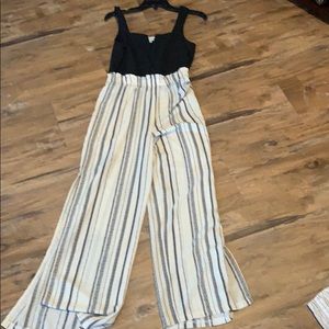 Black and white jumpsuit.